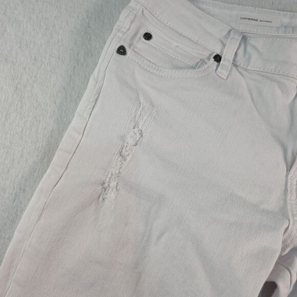KUT from the Kloth Boyfriend Catherine Jeans Women's 10 White Denim Distressed - Picture 3 of 13